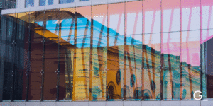 Colorful glass building